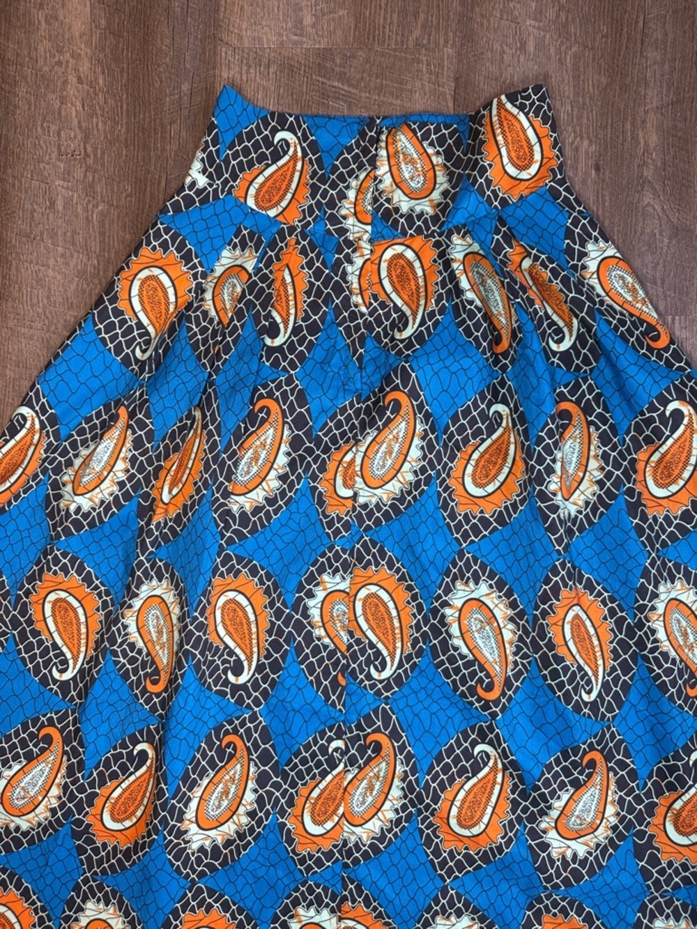 YAYG Women’s Blue & Orange Paisley A-Line Maxi Skirt With Pockets Size Medium - Picture 11 of 14